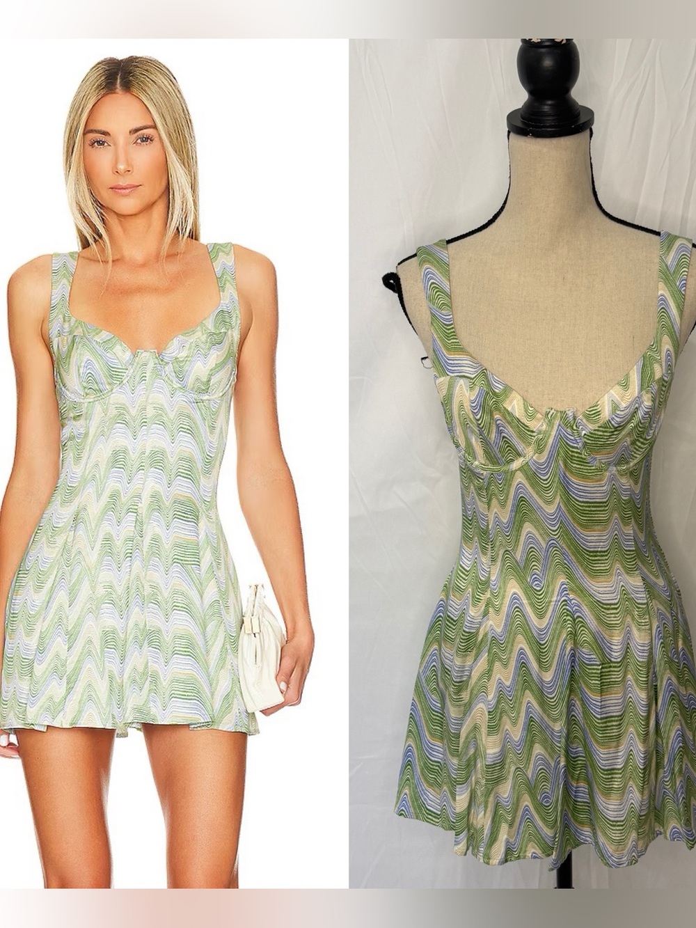 For Love & Lemons Yori Mini Dress in Green